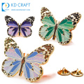 Free sample bulk cheap oem custom metal zinc alloy gold plated enamel glitter epoxy souvenir animal brooch butterfly lapel pin